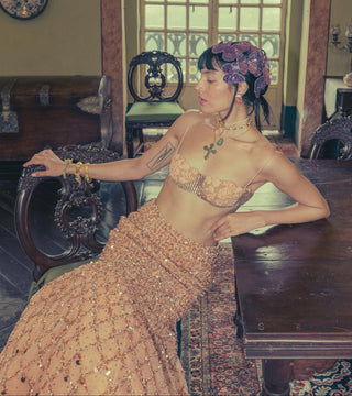 Mermaid Lehenga Set for Indian Wedding - Peach Grace and Other Accidents by The Little Black Bow