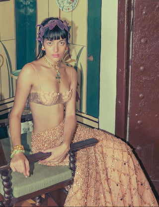 Mermaid Lehenga Set for Indian Wedding - Peach Grace and Other Accidents by The Little Black Bow