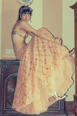 Mermaid Lehenga Set for Indian Wedding - Peach Grace and Other Accidents by The Little Black Bow