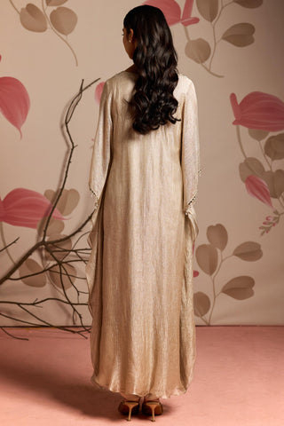 Gold golden shower under bloom kaftan set