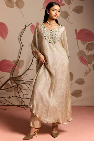 Gold golden shower under bloom kaftan set