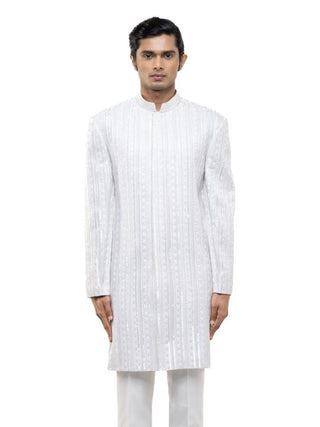 White embellished sherwani set
