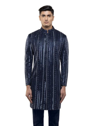 Navy Blue embellished sherwani set