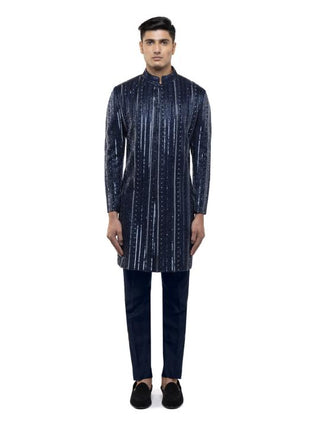 Navy Blue embellished sherwani set