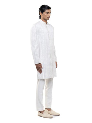 White embellished sherwani set