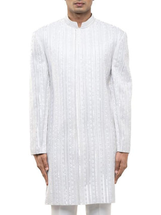 White embellished sherwani set