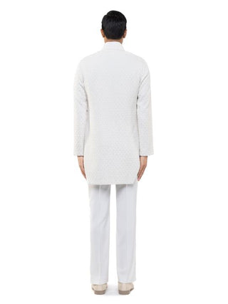 Ivory floral embroidery jacket & achkan set