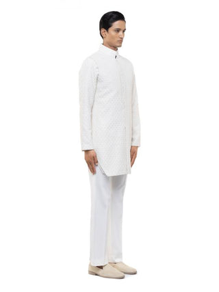 Ivory floral embroidery jacket & achkan set