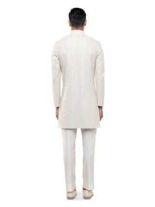 White embroidered sherwani set