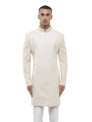 Off-White Beaded Embroidery Sherwani Set