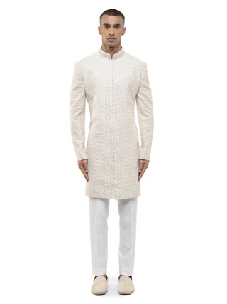 Off-White Beaded Embroidery Sherwani Set