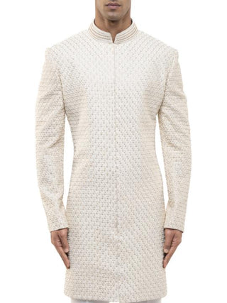 Off-White Beaded Embroidery Sherwani Set