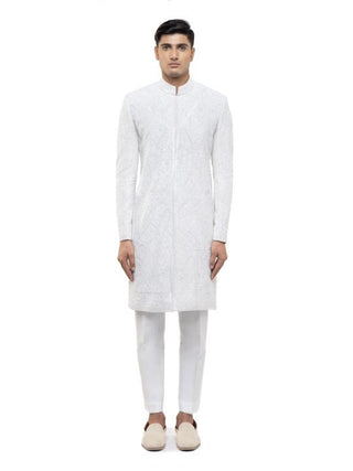 White embellished sherwani set
