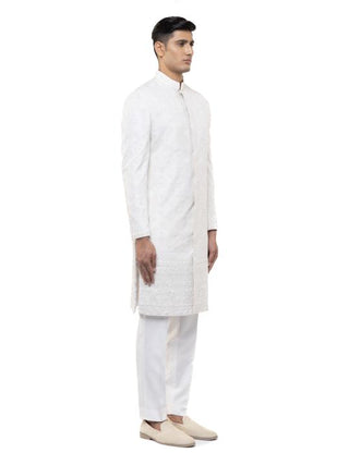Ivory mughal floral sherwani set