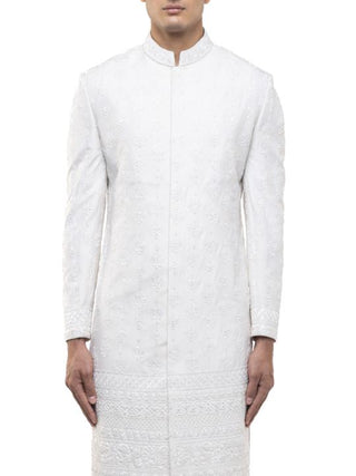 Ivory mughal floral sherwani set