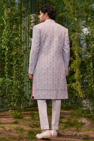 Sherwani Set for Indian Wedding - Gray Chardi Kala Samrat Sherwani Set by Jigar and Nikita at Mrs. G