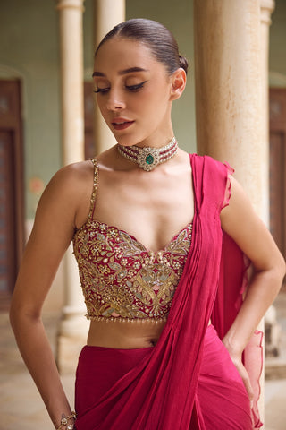GUL05 Gulaab Ruffle Saree by Tamanna Punjabi Kapoor at Mrs. G