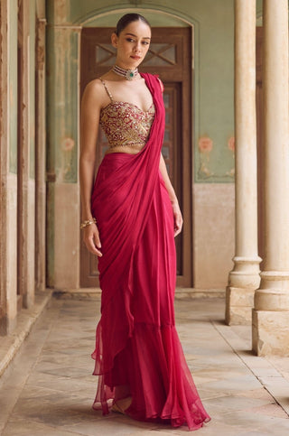 GUL05 Gulaab Ruffle Saree by Tamanna Punjabi Kapoor at Mrs. G