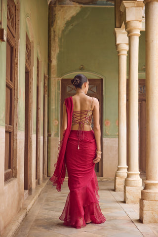 GUL05 Gulaab Ruffle Saree by Tamanna Punjabi Kapoor at Mrs. G