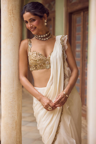 GUL19 Khwahish Ruffle Saree by Tamanna Punjabi Kapoor at Mrs. G