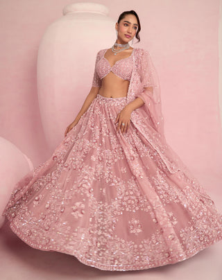 Lehenga Set For Indian Wedding - Pink Solene Lehenga Set by Prevasu