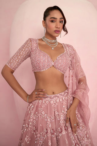 Lehenga Set For Indian Wedding - Pink Solene Lehenga Set by Prevasu