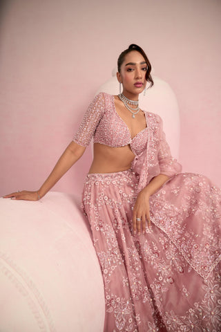 Lehenga Set For Indian Wedding - Pink Solene Lehenga Set by Prevasu
