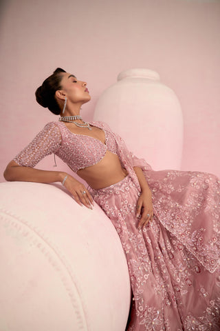 Lehenga Set For Indian Wedding - Pink Solene Lehenga Set by Prevasu
