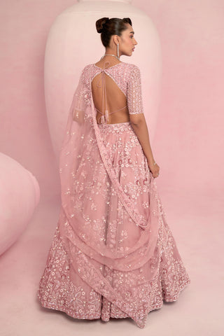 Lehenga Set For Indian Wedding - Pink Solene Lehenga Set by Prevasu