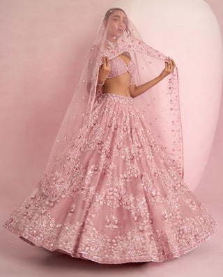 Lehenga Set For Indian Wedding - Pink Solene Lehenga Set by Prevasu
