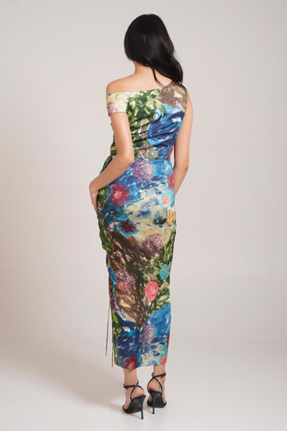 Multicolor Chaya Gaia Ruched Dress – Elegant Daytime Affair Dress by Advait