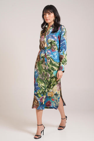 Multicolor Chaya Gaia Shirt Dress – Versatile Daytime Affair Dress by Advait