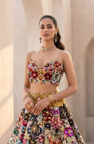 Lehenga Set Bridal Wear - Multicolor Maharani Mosaic Lehenga Set by Banjara Trail