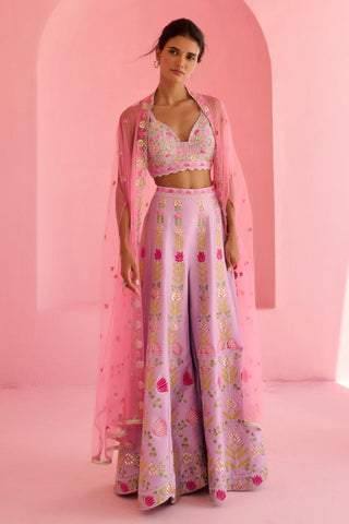 Cape Set Traditional Wear - Pink Ghazal Cape Set by Chamee & Palak