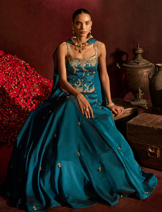 Lehenga Set For Indian Wedding - Blue Ghungroo Lehenga by Prevasu