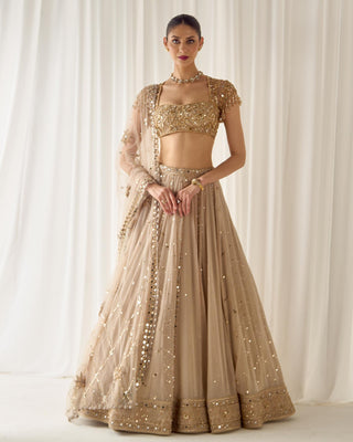 Lehenga Set Mukaish Wear - Beige Lehenga by Sanya Gulati