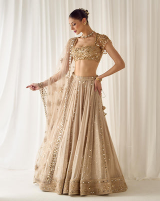 Lehenga Set Mukaish Wear - Beige Lehenga by Sanya Gulati