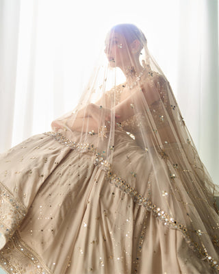 Lehenga Set Mukaish Wear - Beige Lehenga by Sanya Gulati