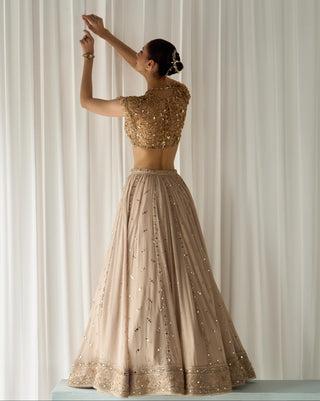 Lehenga Set Mukaish Wear - Beige Lehenga by Sanya Gulati