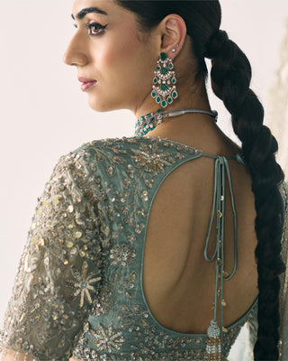 Lehenga Set Metallic Wear - Green Tissue Lehenga by Sanya Gulati