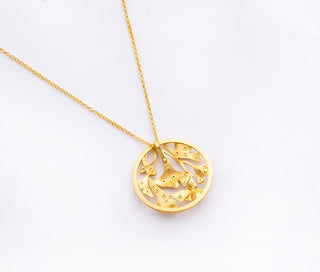Necklace Contemporary Wear - Gold Ginkgo Round Pendant by Putstyle