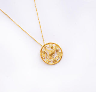 Necklace Contemporary Wear - Gold Ginkgo Round Pendant by Putstyle