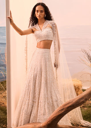 Ivory florentia lehenga with corset blouse and dupatta