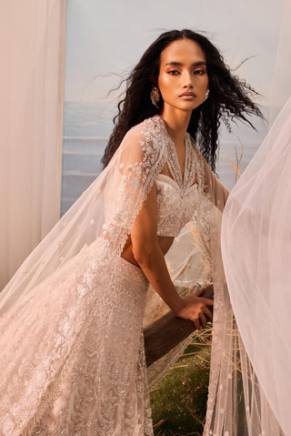 Ivory florentia lehenga with corset blouse and dupatta