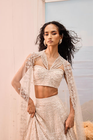 Ivory florentia lehenga with corset blouse and dupatta