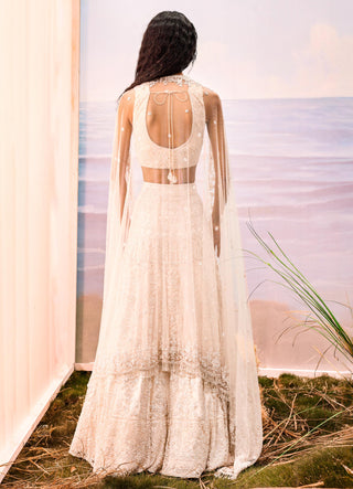 Ivory florentia lehenga with corset blouse and dupatta