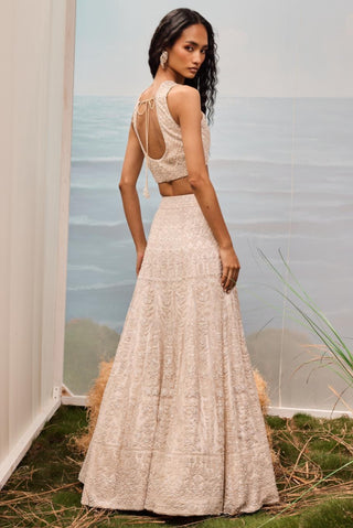 Ivory florentia lehenga with corset blouse and dupatta