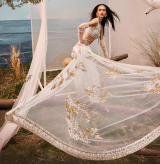 White florentia pre-stitched sari with blouse