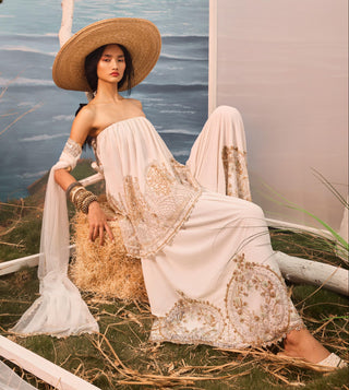 Ivory florentia checkered bardot and pants