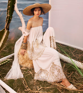 Ivory florentia checkered bardot and pants